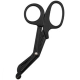 Ciseaux de traumatologie tactiques noirs MFH pour trousse de premiers secours, lame incurvée d'urgence, pointe large arrondie, surface mate