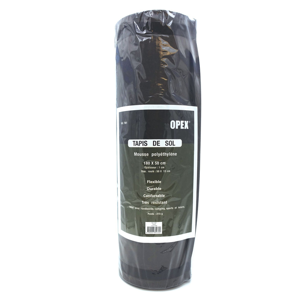 Alt tag de tapis de sol en mousse noir OPEX de 180x50 cm, épaisseur 1 cm, poids 215 g, flexible, durable, très résistant, idéal pour randonnée,