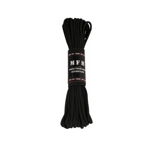 corde de parachute, noir, 50 FT, nylon