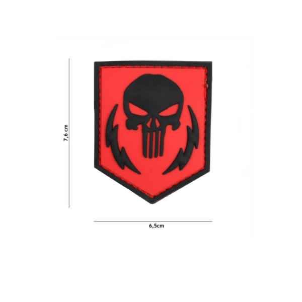 PATCH 3D PVC PUNISHER THUNDER STROKES ROUGE