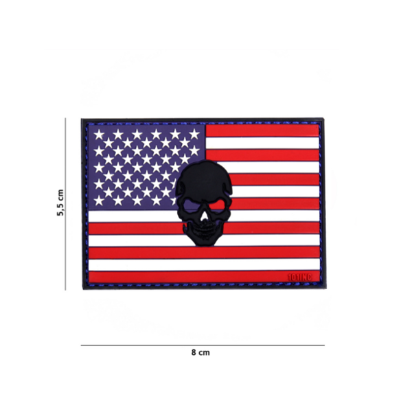 PATCH 3D PVC FLAG USA + SKULL