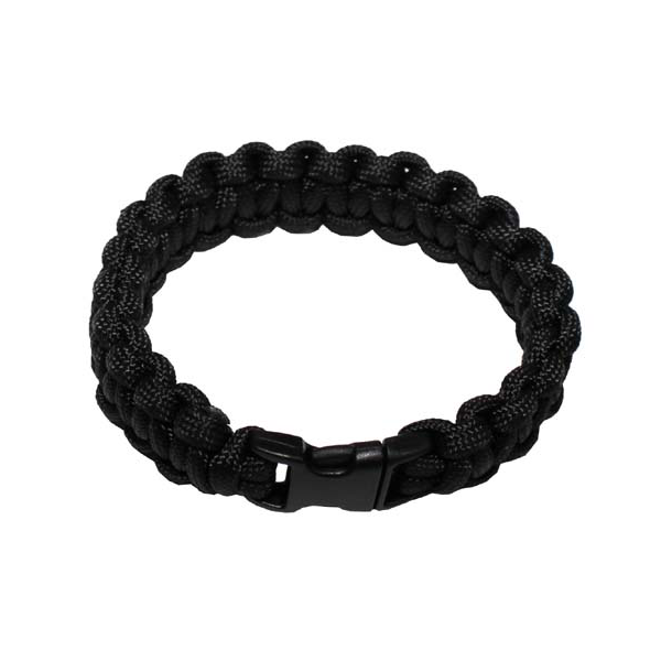 bracelet, "Paracord" , noir, largeur 1,9 cm