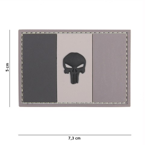 PATCH 3D PVC PUNISHER FRANCE FLAG GRIS/NOIR