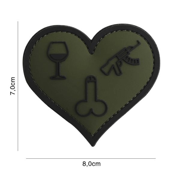 PATCH 3D PVC : LOVE, WINE, DICKS AND GUNS, VERT